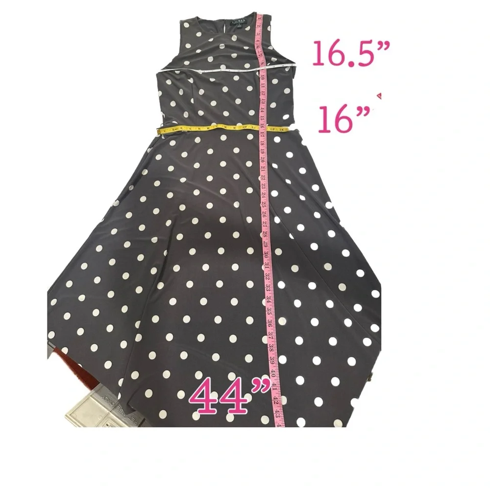 Ralph Lauren Gray Polka Dot Midi Dress - Picture 6 of 6